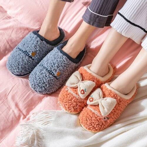 Warm Slippers Women Men Indoor Floor Flat Shoes Spring Autumn Winter Warm Home Cotton Plush Shoes flat slippers for women