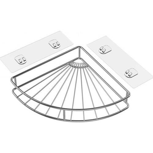 Corner Shelf Bathroom Adhesive Shower Caddy Basket Wall Mounted Storage Organizer for Kitchen Toilet Stainless Steel No Drillin