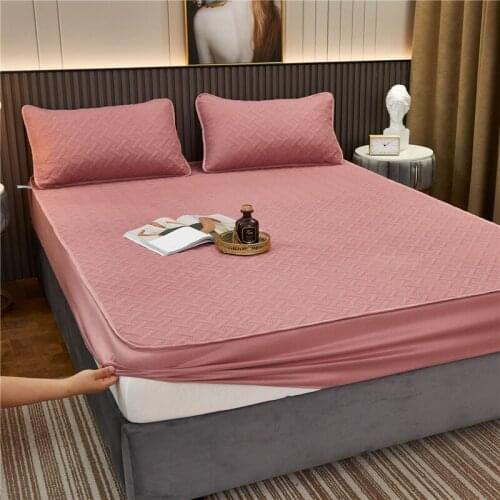 Waterproof Mattress Cover Thick Quilted Fitted Bed Sheet With Elastic Band 200*220 Bedding Queen King Non-slip Sheet Dust Cover
