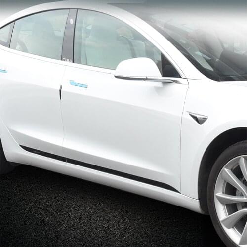 4X Carbon Fiber Texture Door Edge Guard Trim Cover Anti-Collision Strips For Tesla Model 3 Styling Accessories Stainless Steel