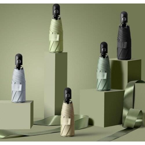Sun Umbrella 8 Ribs Five-fold Windproof Automatic Capsule Rain Umbrella Stainless Steel Sun Protection Mini Umbrella for Outdoor