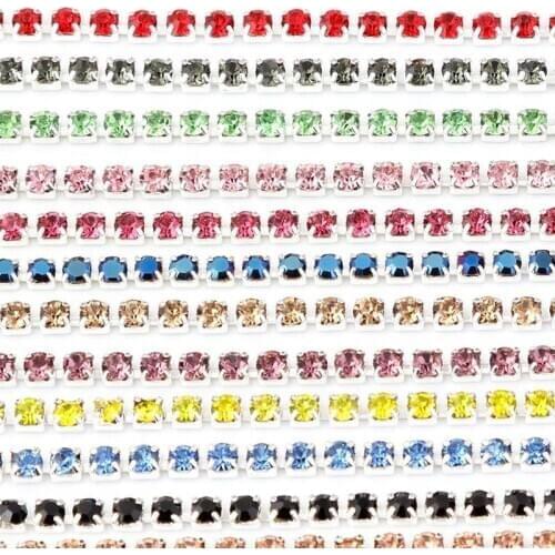 1M Rhinestones Chain Flatback Silver claw Rhinestone Trim crystal for DIY Handcraft Sewing Trim Appliques needlework decor