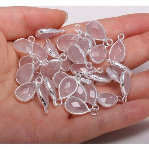 1PC Natural Rose Quartzs Pendant Charms Section Water Drop-shaped Pendant For DIY Jewelry Best Birthday Gift Size 10x14mm