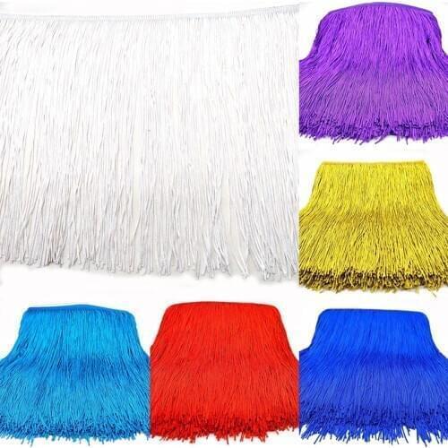 New 10Yards of Pack 12" Width Fringe Trim Lace Polyerter Fibre Tassel Clothes Accessories Latin Dress Tassel Ribbon Tasse Trim