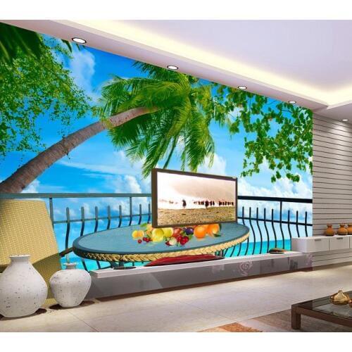 3d landscape wallpaper 3d wallpaper Seaview Terrace scenic backdrop tree wall mural photo wallpaper living 3d wallpaper