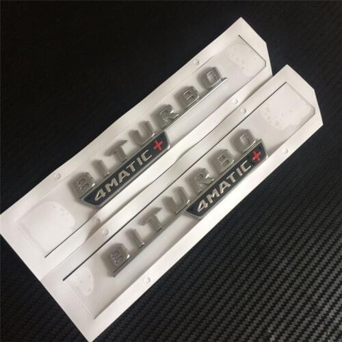 80pcs New Car Styling ABS Silver Black Red 3D BITURBO 4MATIC+ Rear Boot Trunk Badge Emblem