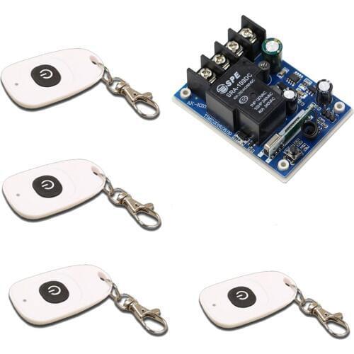 Newest 1CH ON OFF DC12V24V 36V 48V 1CH 30A Relay Wireless Remote Control Switch Receiver With 4*Transmitter for Lamp & Light
