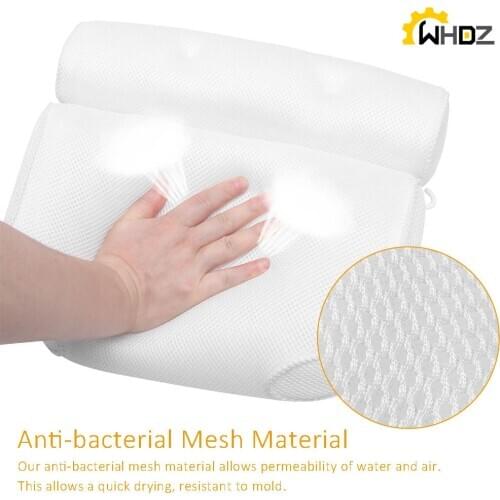 Breathable 3D Mesh Spa Bath Pillow with Suction Cups Neck and Back Support Spa Pillow for Home Hot Tub Bathroom Accessories