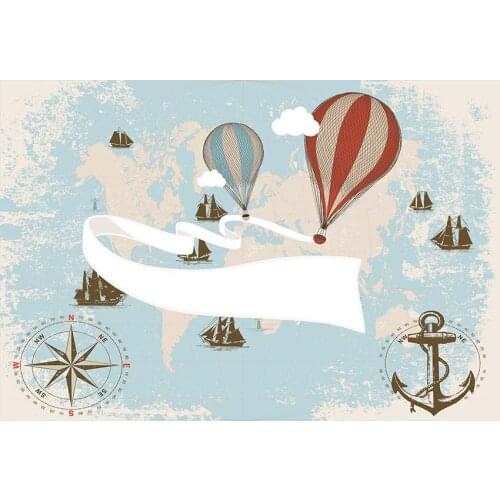 Privite Ship Birthday Photo Backdrops Hotair Balloons Baby Shower Newborn Photography Background