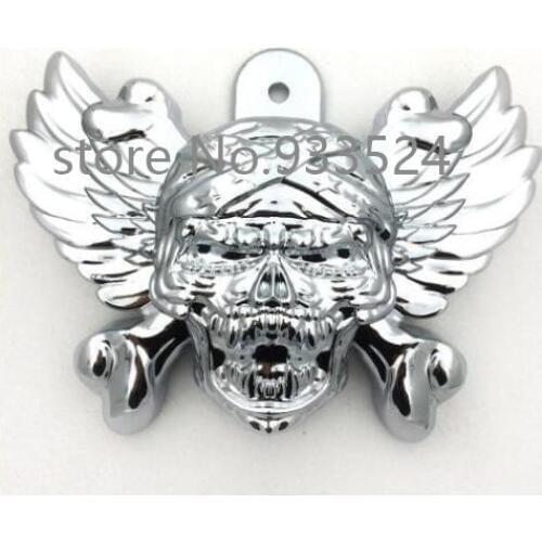 Chrome Skull Horn Cover For Harley Tourning Chopper Bobber Cowbell V-rods Side Mount Motorcycle
