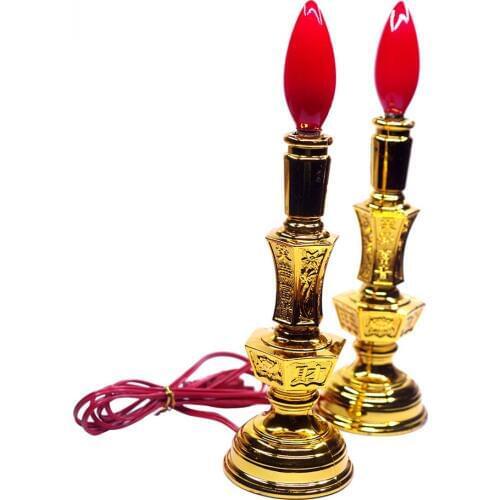J062 Electric Candle Light 8 Inch Red Led 2w E12 Bulb Candle Light Lotus Lamp Buddha Lamp Lotus Lamp