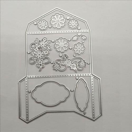 Envelope Metal Cutting Dies For Scrapbooking Stencils DIY Album Cards Decoration Embossing Folder Flowers Die Cuts 14x10cm