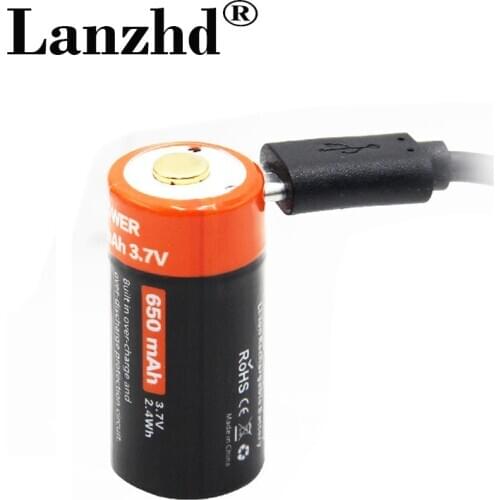 Real Capacity 650mAh 16340 Rechargeable 3.7V Li-ion 16340 Batteries CR123A Battery For LED Flashlight For 16340 CR123A Battery