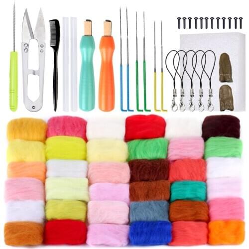 LMDZ Needle Felting Kit, Starter Felting Tool Kit for Needle Felting, Include 36 Colors Wool Roving, Needle Felting Needles
