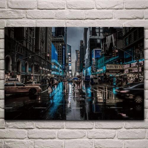 New York city rain street selective coloring landscape living room decor home wall art decor wood frame fabric posters KJ744