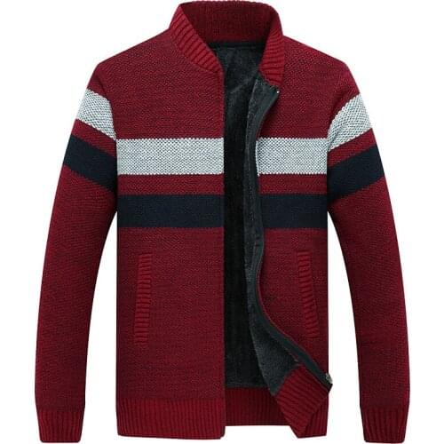 Autumn and winter mens velvet padded jacket youth stand-up collar zipper cardigan jacket casual loose hooded warm sweater