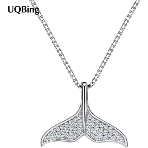 925 Sterling Silver AAA CZ Zircon Mermaid Pendant Necklace For Women Wedding Jewelry