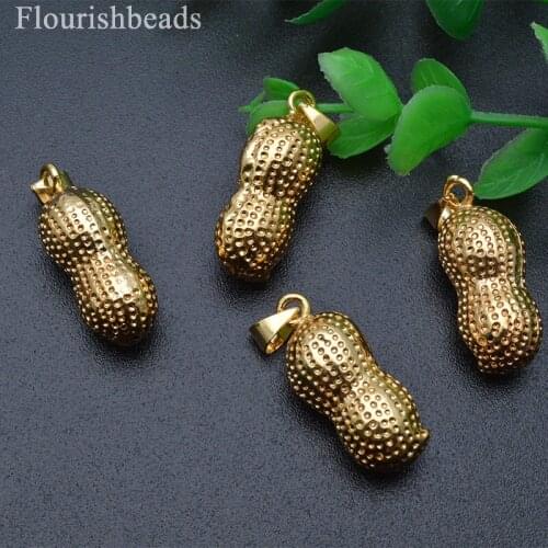 6pcs Gold color Plating Peanut Pendant Necklace Novelty Gift For Boys and Girls Jewelry Birthday