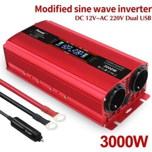 Full Power Highly Efficently 12V To 220v Solar Inverter Inversor 12v 220v LCD 2 EU AC OutLets Camping Inverter lamp 12 volt