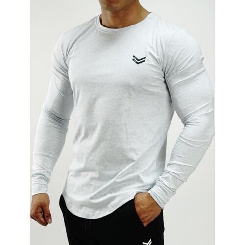 Casual Long sleeve Cotton T-shirt Mens Gyms Fitness Bodybuilding Workout Slim t shirt Male Autumn Tee Tops Sporty Brand Clothing