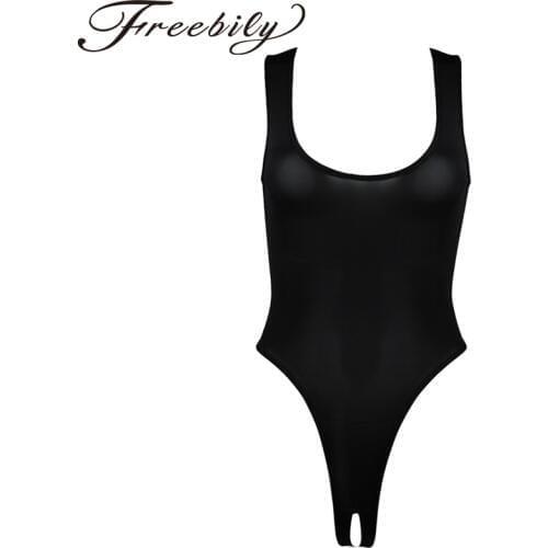 2018 Multicolor Womens One Piece Lingerie Thong Leotard Sheer Open Crotch Bodysuit for Women Sleeveless High Cut Sexy Body Suit