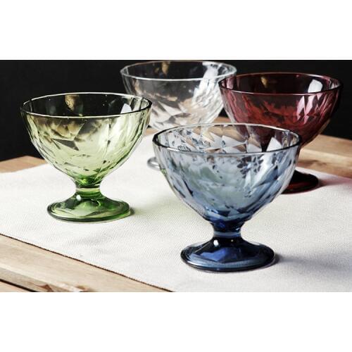 Diamond Glass Made In Italy Cute Glasses Cup Creative Glassware Ice Cream Shot Glass Ice-cream Round Engraving Blue Green Purple