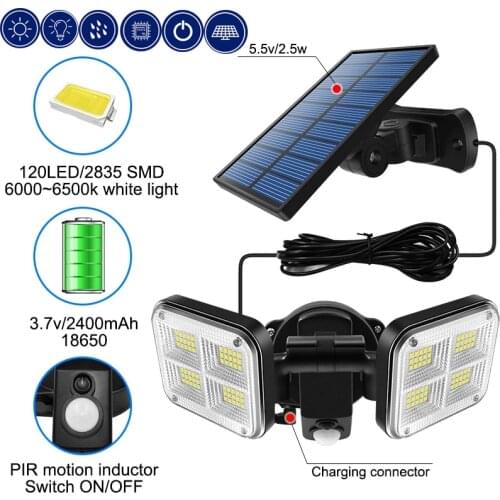 120LED Super Bright Solar Lights IP65 Waterproof Outdoor Indoor Solar Lamp Garden Light Adjustable Head Wide Lighting Angle