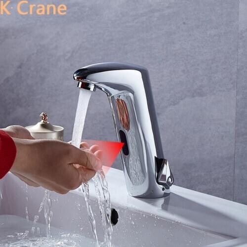 Infrared Motion Sensor Faucet Bathroom Touchless Smart Tap Automatic Hot Cold Water Mixer Grifo Wash Basin Sink Faucet White Tap