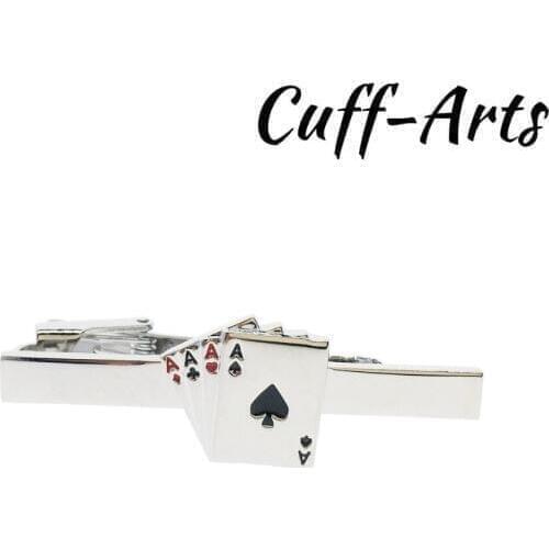Tie Clip For Men 4 Aces plating Cards Tie Clip Novelty Men Tie Clip Male Business Gift for Mens Jewelry by Cuffarts T10039