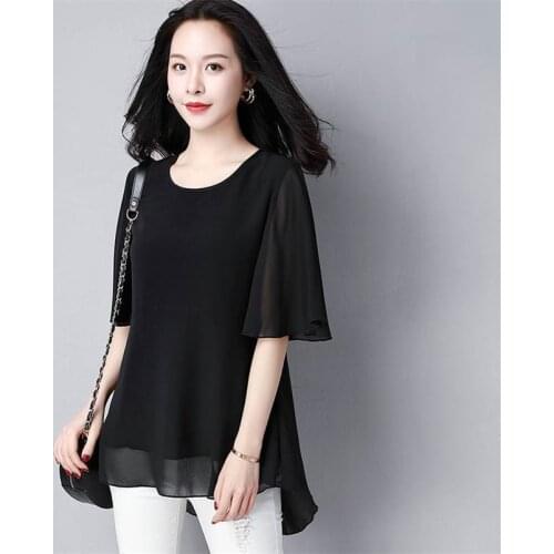 2020 Office Lady Chiffon Simple Shirts Loose Slim Blusas Femininas Tops Half Sleeve Elegant Blouse Plus Size M-7XL 8XL