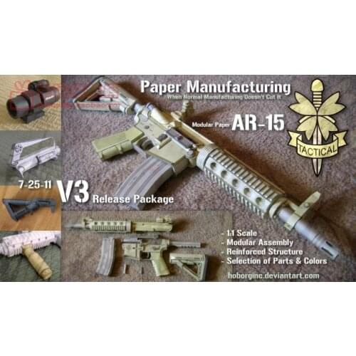1:1 High Simulation M16 Assault Rifle Can Hold 3D Paper Model DIY Hand-made Paper Model