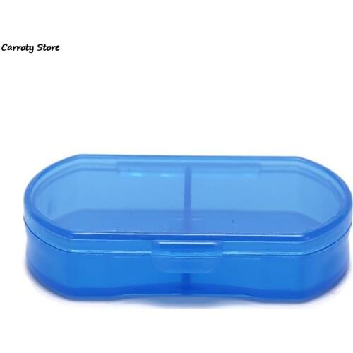1Pc 2 Grids Pill Box Dispenser Organizer Case For Medicines New Blue Pill Medicine Tablet Pillbox Container