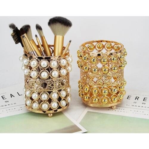 1Pc Pearl Brush Tube Makeup Brush Organize Nail Tools Storage Desktop Cosmetic Pen Holder Home Decor