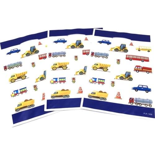 Construction Trucks Birthday Decors Disposable Plastic Candy Gift Bag Theme Party Bag Kids Festival Christmas Supplies10pcs