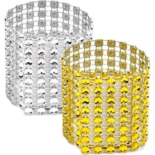 10pcs Gold Silver Napkin Ring Chairs Buckles Wedding Event Decoration Crafts Rhinestone Bows Holder Handmade Party Supplies