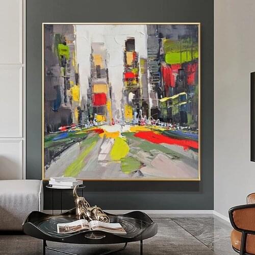 100% Hand Painted Oil Painting Hand Made Modern City Landscape Wall And Canvas Art Painting For Living Room Decoration No Frame