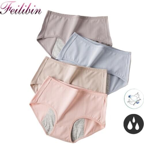 ZJX 3Pcs Leak-proof Menstrual Panties Women Widen Physiological Pants Womens Period Cotton Ladies Waterproof Underwear XXL