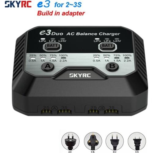 SKYRC E3 Duo AC 2.2A 2X20W Balance Charger for 2-3S Battery RC FPV Racing Drone RC Quadcopter Multicopter Multirotor RC Parts