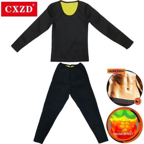 CXZD Women Hot Sweat Neoprene Shapewear Long Sleeve Sauna Suit Shirt + Pant Body Shaper Sauna Shirt Slimming Underwear