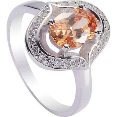 Eulonvan Luxury Explosion models 925 sterling silver Wedding rings Jewelry for women champagne Cubic Zirconia S-3724 size 6 7 8