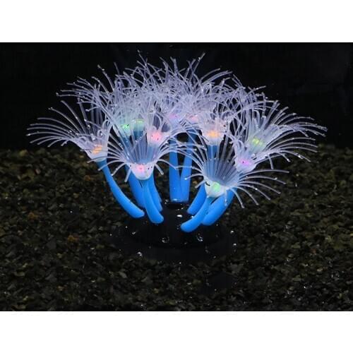 Flexible Silicone Sunflower Corals Aquarium Coral Anemone Decoration Glowing In Light Glowing Coral Ornaments For Fish Tank Deco