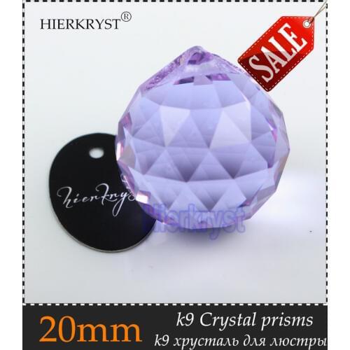 HIERKYST 20mm Purple Crystal Balls Suncatcher Prisms Pendants for Chandeliers Parts Lamp Rainbow Hanging Drops 10 pcs #2048-3D