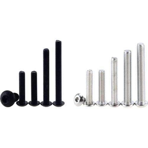 ISO7380 M2 M2.5 M3 M4 M5 M6 M8 10 M12 304 Round Stainless Steel Or Black 10.9 Grade Hex Socket Button Head Allen Bolt Screw M3*4
