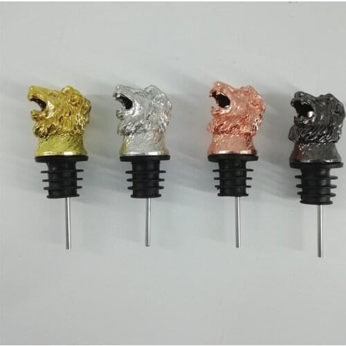 4 Colors Creative Lion Head Wine Mouth Golden Art Pourer Stopper Preservation Plug Bar Household Wine Tools Silver Rose Pours