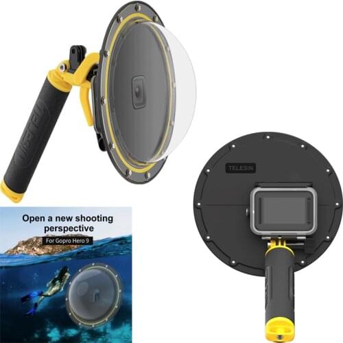 TELESIN Dome Port Diving Waterproof Case Housing Funda for Gopro hero 9 black For Hero 8 7 6 5 black Floating Mount Camera Parts