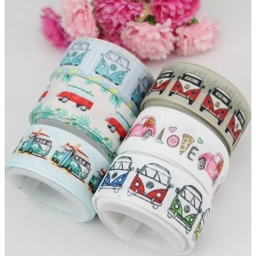 7/8" camper printed grosgrain ribbon 22mm wedding party decoration DIY crafts for making hair bows wedding gift wrap