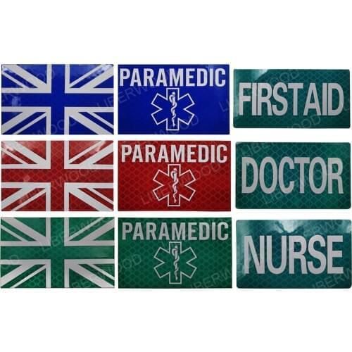 LIBERWOOD UK United Kingdom Flag PARAMEDIC FIRST AID DOCTOR NURSE Reflective Tactical Military Patch Emergency Rescue IR Badge