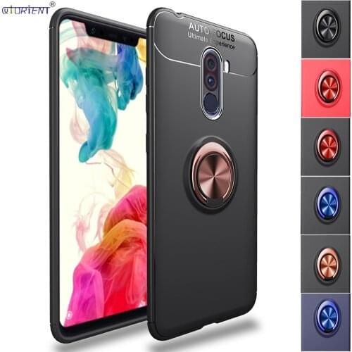Matte Case for Xiaomi POCOPHONE F1 Soft Silicone Bumper Cover Xaomi Xiomi POCO F1 F 1 Shockproof Stand Finger Ring Phone Cases