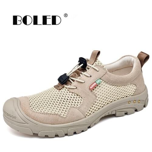 Plus Size Lightweight Casual Men Shoes Spring Outdoor Mesh With Suede Leather Comfortable Walking Shoes Men