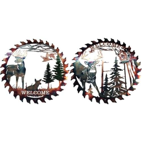 2021 New Welcome Elk Saw Cutter Decoration Wall Hanging Metal Art Home Furnishing Decoration Rule Wall Art Plate Home Decor